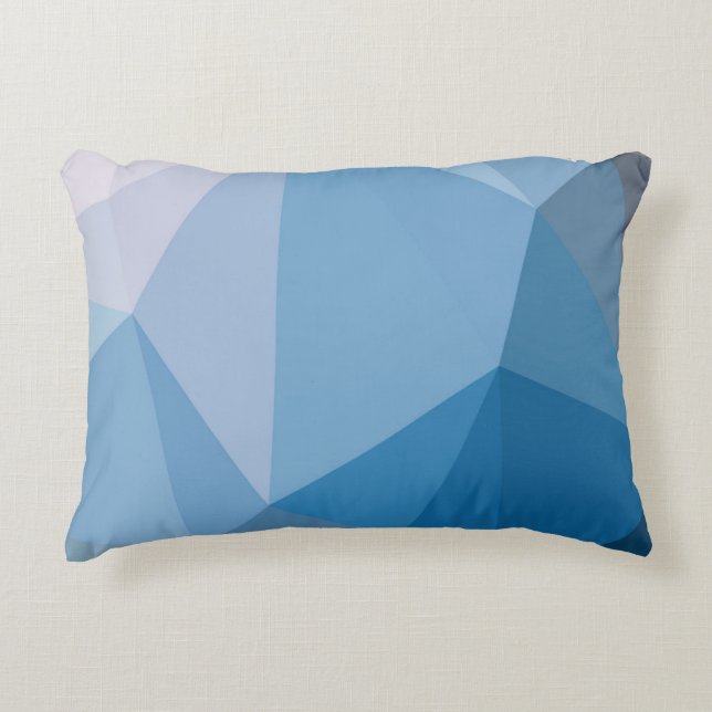 Abstracte schaduwen van blauwe driehoek decoratief kussen (Voorkant)