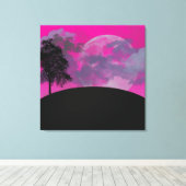 Abstracte scharlaken maan omwikkelde canvasprint canvas afdruk (Insitu (Houten vloer))