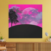 Abstracte scharlaken maan omwikkelde canvasprint canvas afdruk (Insitu (Woonkamer))
