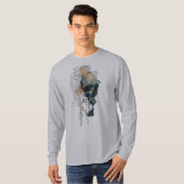 Abstracte schedel digitale kunst lange mouw t-shirt (Voorkant volledig)
