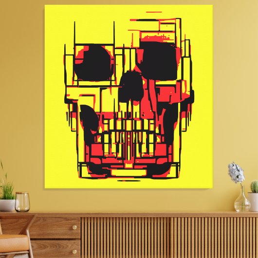 Abstracte Schedel in Levendige Kleuren Canvas Afdruk (Insitu (Woonkamer))