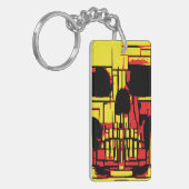 Abstracte schedel in levendige kleuren sleutelhanger (Voorkant Links)