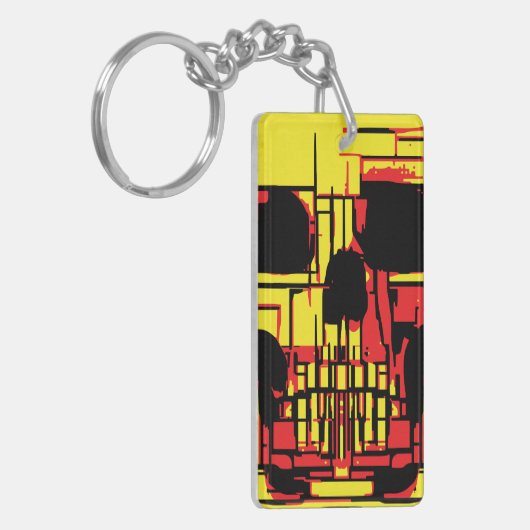 Abstracte schedel in levendige kleuren sleutelhanger (Voorkant Links)