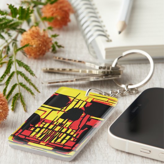 Abstracte schedel in levendige kleuren sleutelhanger (Voorkant Rechts)