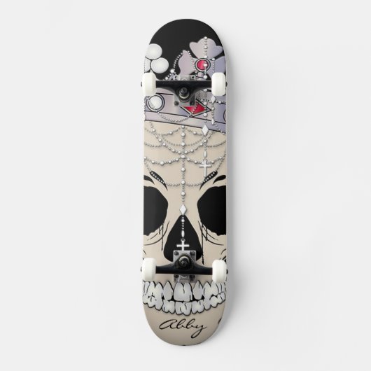 Abstracte schedel persoonlijk skateboard (Voorkant)
