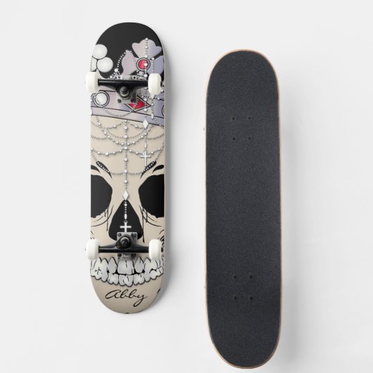 Abstracte schedel persoonlijk skateboard (Voorkant)