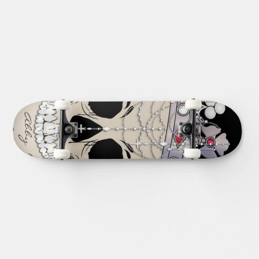 Abstracte schedel persoonlijk skateboard (Horizontaal)