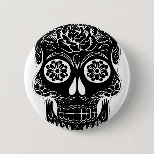 Abstracte schedel ronde button 5,7 cm (Voorkant)