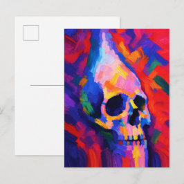 Abstracte schedel-schildering muur kunstprint briefkaart