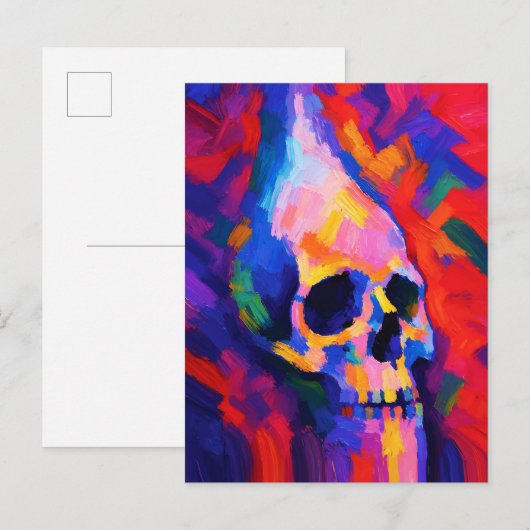 Abstracte schedel-schildering muur kunstprint briefkaart (Voorkant / Achterkant)
