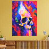 Abstracte schedel-schildering muur kunstprint canvas afdruk (Insitu (Woonkamer))
