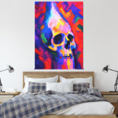 Abstracte schedel-schildering muur kunstprint canvas afdruk (Insitu (Slaapkamer))