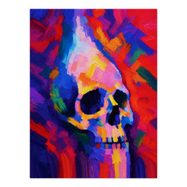 Abstracte schedel-schildering muur kunstprint perfect poster