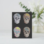Abstracte schedels  Retro Creepy Tattoo Stijl Briefkaart (Staand voorkant)
