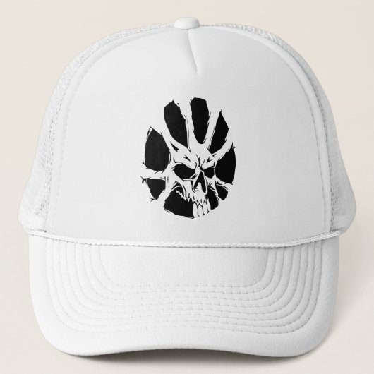 Abstracte Schedelwortels: Donkere Kunst Trucker Pet (Voorkant)