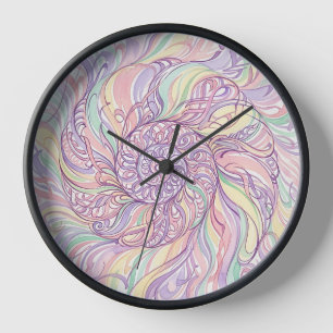 Abstracte schelp spiraal pastel inkt kunst klokken