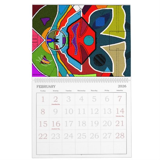 Abstracte schema's kalender (Feb 2026)