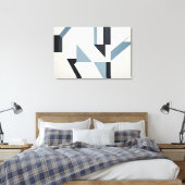 Abstracte scherven minimalistisch blauw & zwart canvas afdruk (Insitu (Slaapkamer))