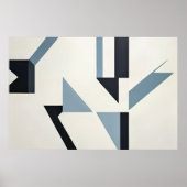 Abstracte scherven minimalistisch blauw & zwart poster (Voorkant)