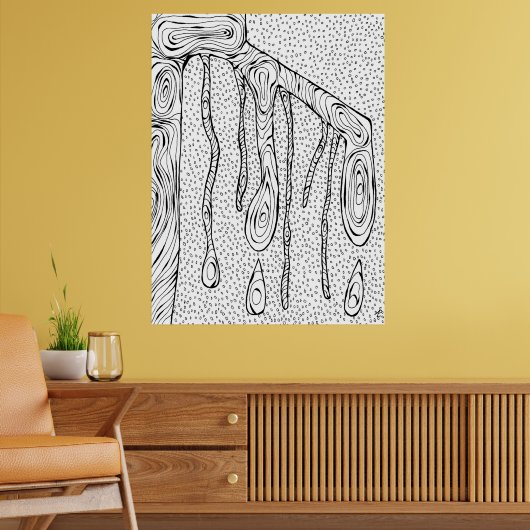 abstracte schets afdrukken - Bomen vallen - Lijn t Poster (Woonkamer 2)