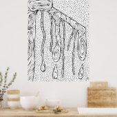 abstracte schets afdrukken - Bomen vallen - Lijn t Poster (Keuken)