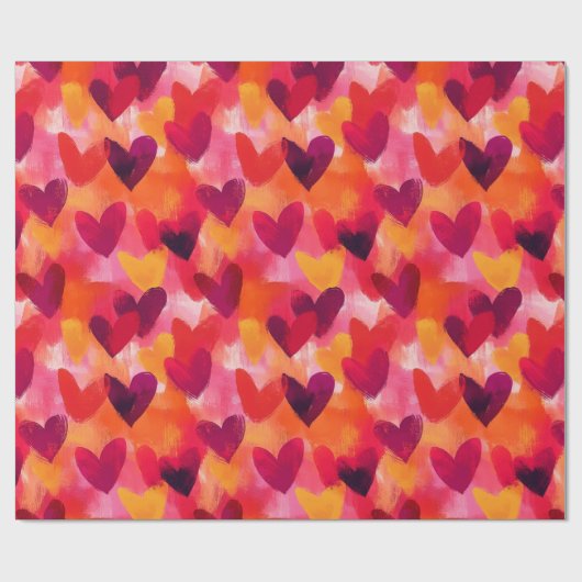 Abstracte schets kleurrijke harten cadeaupapier (Vlak)