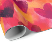 Abstracte schets kleurrijke harten cadeaupapier (Rol Hoek)