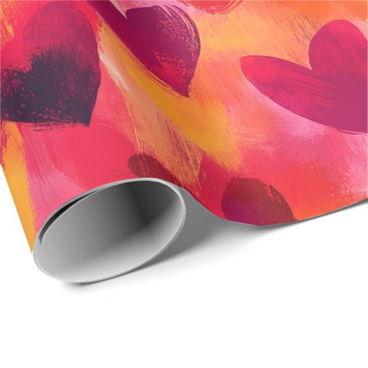 Abstracte schets kleurrijke harten cadeaupapier (Rol Hoek)