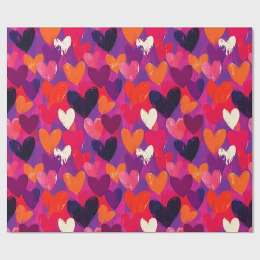 Abstracte schets kleurrijke harten cadeaupapier (Vlak)
