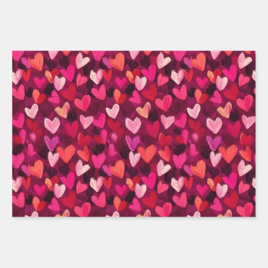 Abstracte schets kleurrijke harten inpakpapier vel (Voorkant 2)