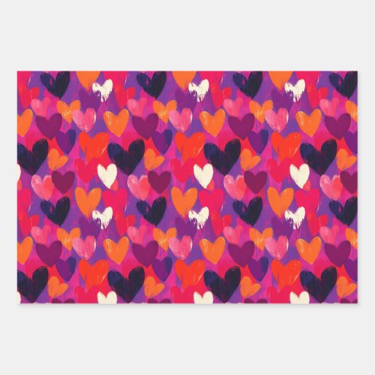 Abstracte schets kleurrijke harten inpakpapier vel (Voorkant)