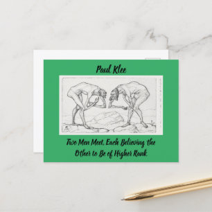 Abstracte Schets Paul Klee Two Mannen ontmoeten Briefkaart