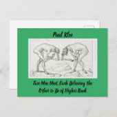 Abstracte Schets Paul Klee Two Mannen ontmoeten Briefkaart (Voorkant / Achterkant)