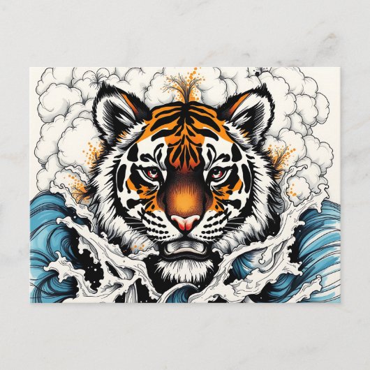 Abstracte schets tijger in het water briefkaart (Voorkant)