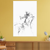 Abstracte schets van de trompetspeler - Premium Canvas Afdruk (Insitu (Woonkamer))