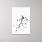 Abstracte schets van de trompetspeler - Premium Canvas Afdruk (Voorkant)
