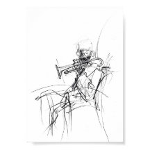 Abstracte schets van de trompetspeler - Premium