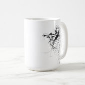 Abstracte schets van de trompettist koffiemok (Voorkant rechts)