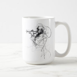 Abstracte schets van de trompettist koffiemok