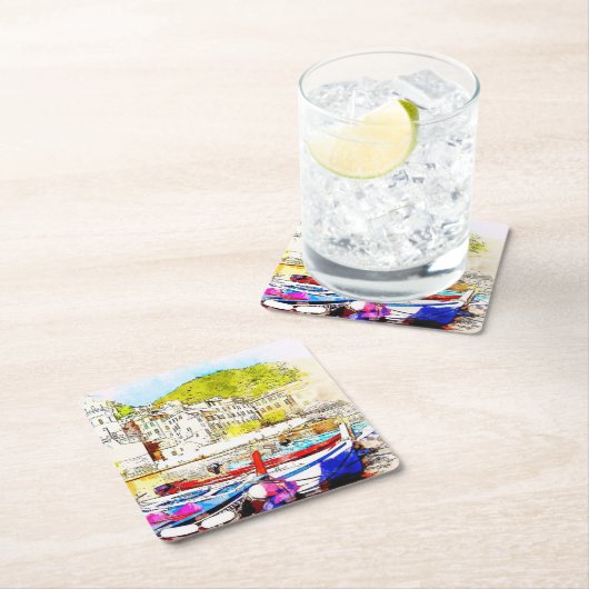 Abstracte Schilderachtig haven Kartonnen Onderzetters (Insitu)