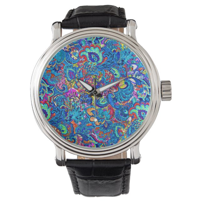 Abstracte schilderbloemen, met een kleur, horloge (Voorkant)