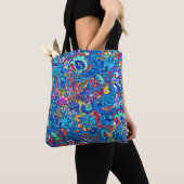 Abstracte schilderbloemen, met een kleur, tote bag (Dichtbij)