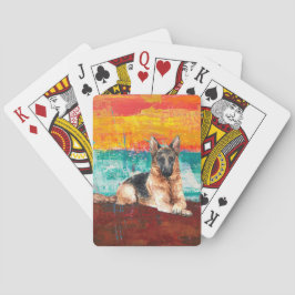 Abstracte schilderen van de Duitse schaapherder Pokerkaarten