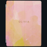 Abstracte schilderijen met roze en goudkleurige Wa iPad Cover<br><div class="desc">Een  combinatie van roze,  gele,  gouden en oranje penseelstreken en organische,  abstracte vormen,  gepersonaliseerd met de naam of de woorden van uw keuze.</div>