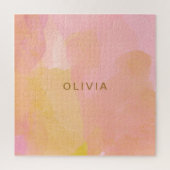 Abstracte schilderijen met roze en goudkleurige Wa Legpuzzel (Verticaal)