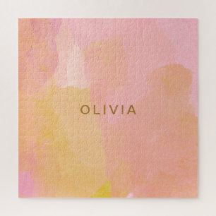 Abstracte schilderijen met roze en goudkleurige Wa Legpuzzel