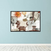 Abstracte schildering met etnische elementen canvas afdruk (Insitu (Houten vloer))
