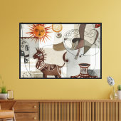 Abstracte schildering met etnische elementen canvas afdruk (Insitu (Woonkamer))