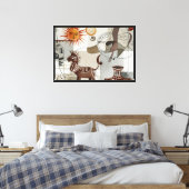 Abstracte schildering met etnische elementen canvas afdruk (Insitu (Slaapkamer))