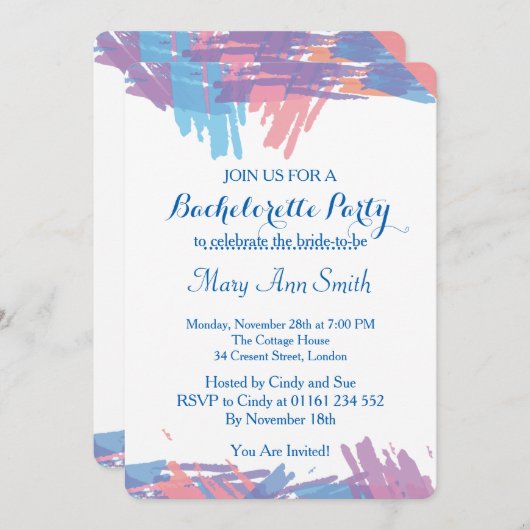 Abstracte schildering met waterverf vrijgezellenfe kaart (Voorkant / Achterkant)